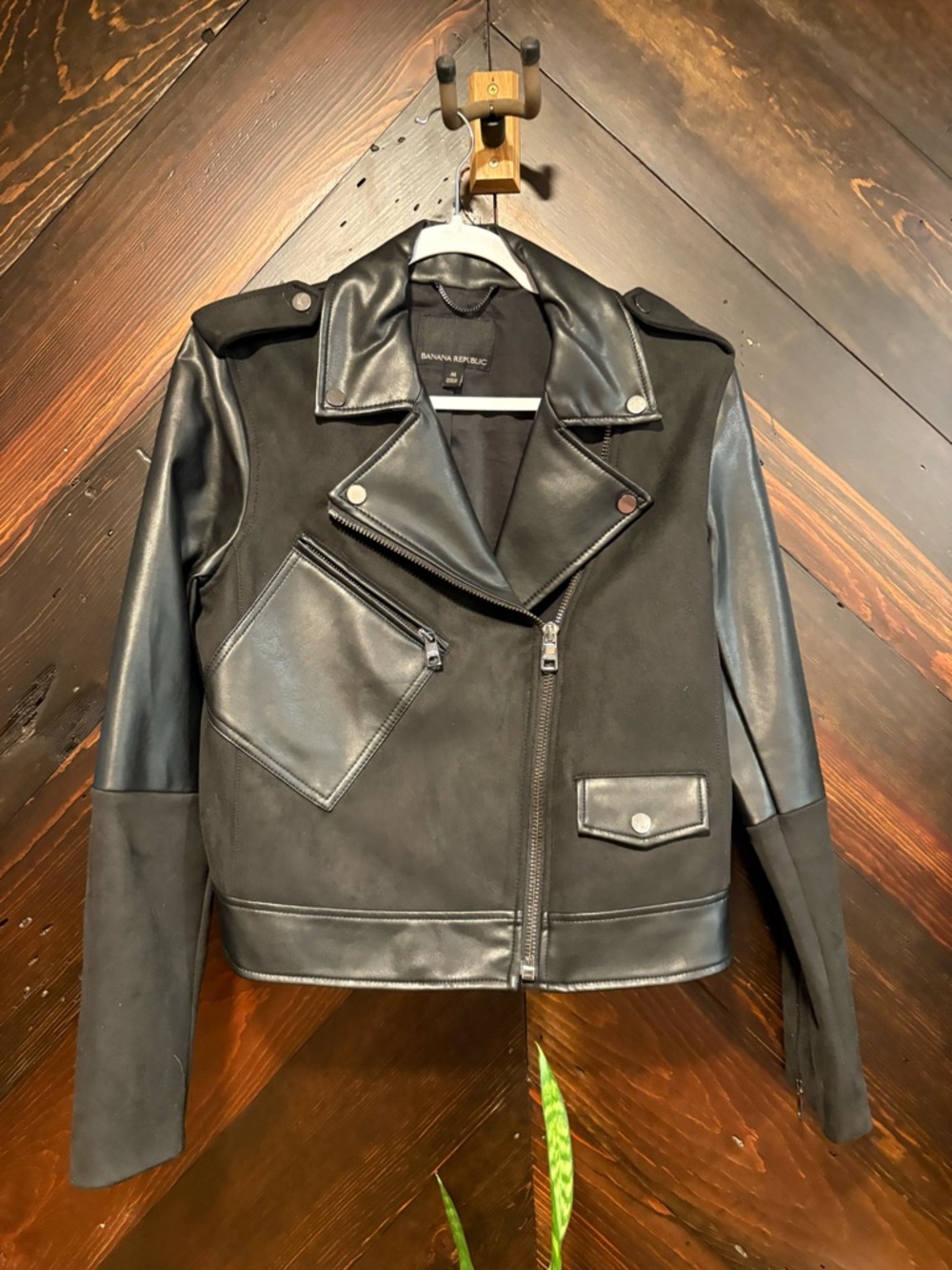 Banana Republic Black Faux Leather Moto Jacket